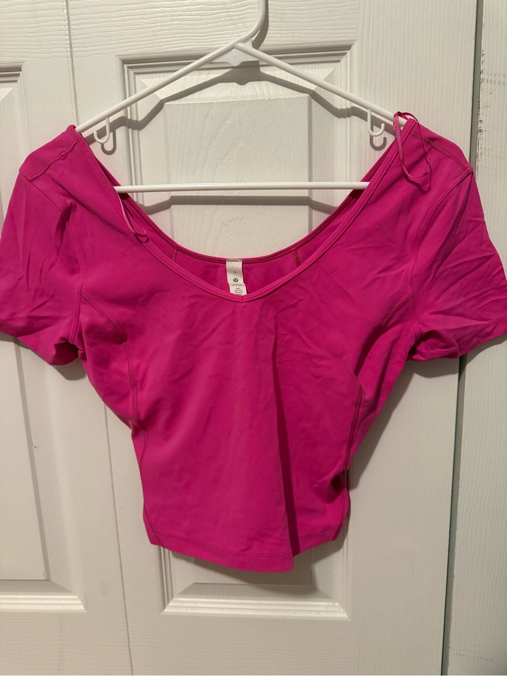 lululemon athletica Hot Pink V-Neck Crop Top